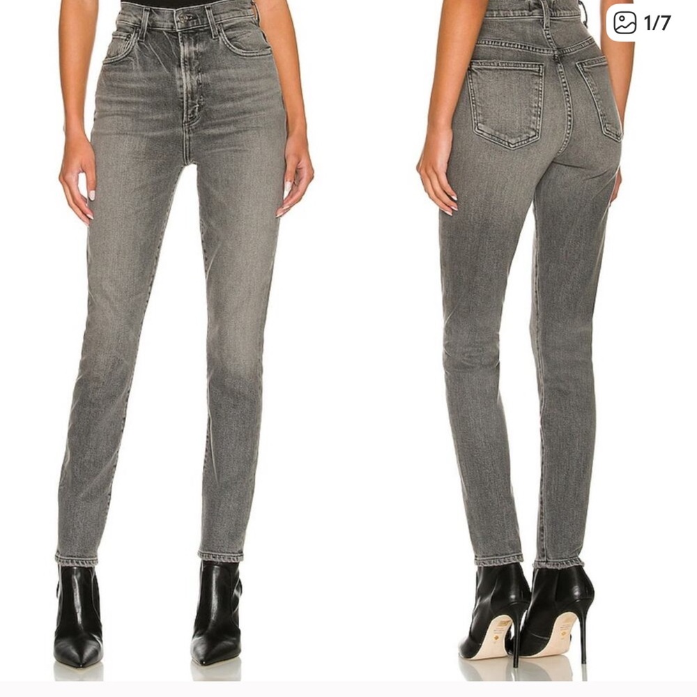 Agolde 5 Button High Waisted Grey Skinny Jeans